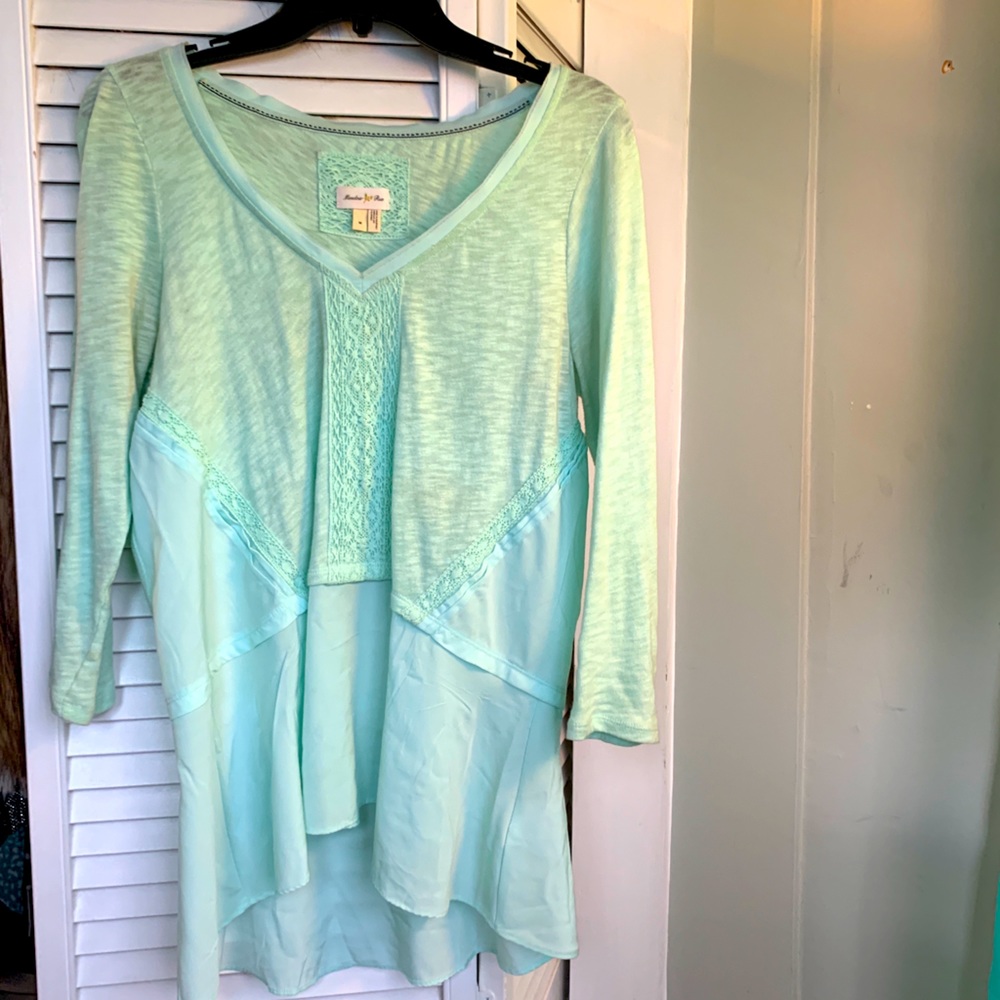 Turquoise Anthropologie V-neck Blouse